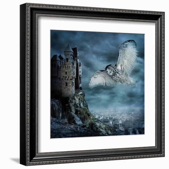 Flying Owl Bird-egal-Framed Art Print