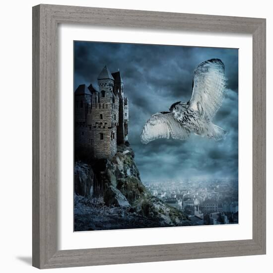 Flying Owl Bird-egal-Framed Art Print