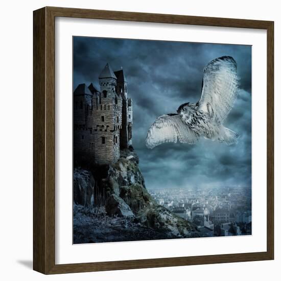 Flying Owl Bird-egal-Framed Art Print