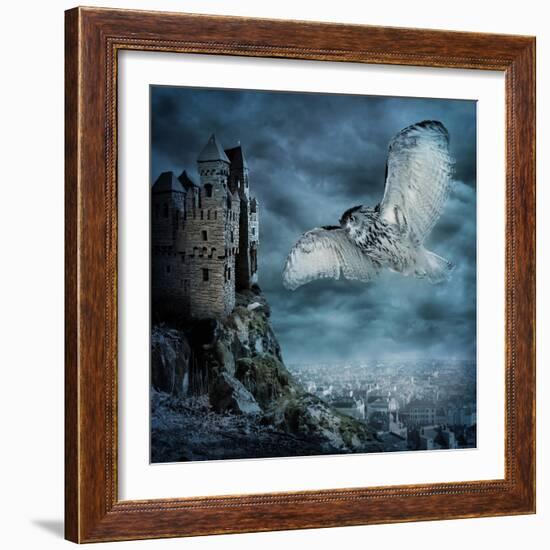 Flying Owl Bird-egal-Framed Art Print