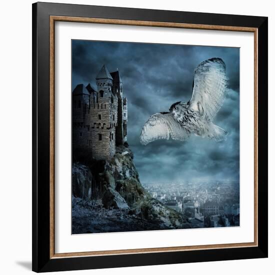 Flying Owl Bird-egal-Framed Art Print