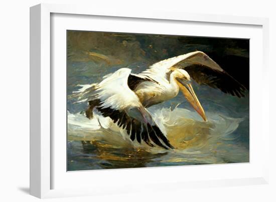 Flying Pelican-Vivienne Dupont-Framed Art Print