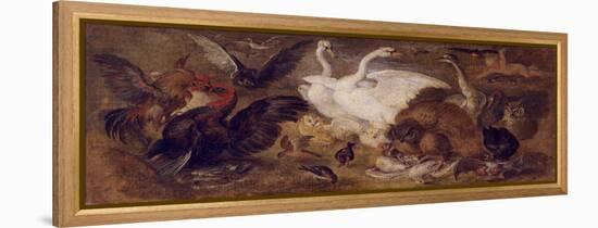 Flying Putto with Birds. Allegory of Air-Jan Brueghel the Younger-Framed Premier Image Canvas