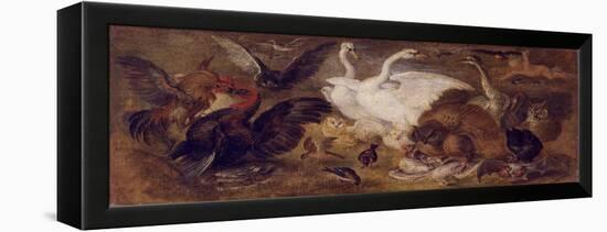 Flying Putto with Birds. Allegory of Air-Jan Brueghel the Younger-Framed Premier Image Canvas