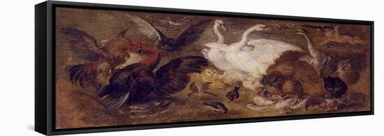 Flying Putto with Birds. Allegory of Air-Jan Brueghel the Younger-Framed Premier Image Canvas