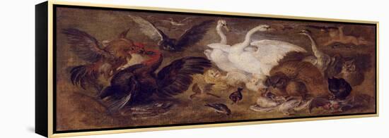 Flying Putto with Birds. Allegory of Air-Jan Brueghel the Younger-Framed Premier Image Canvas