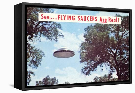 Flying Saucers are Real, Retro-null-Framed Stretched Canvas