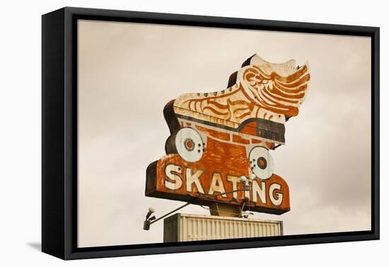 Flying Skate Sign, Sapulpa, Oklahoma, USA-Walter Bibikow-Framed Premier Image Canvas