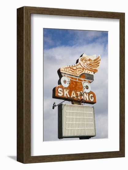 Flying Skate Sign, Sapulpa, Oklahoma, USA-Walter Bibikow-Framed Photographic Print