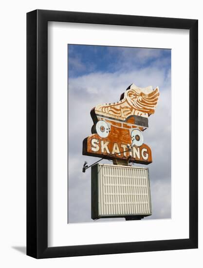 Flying Skate Sign, Sapulpa, Oklahoma, USA-Walter Bibikow-Framed Photographic Print