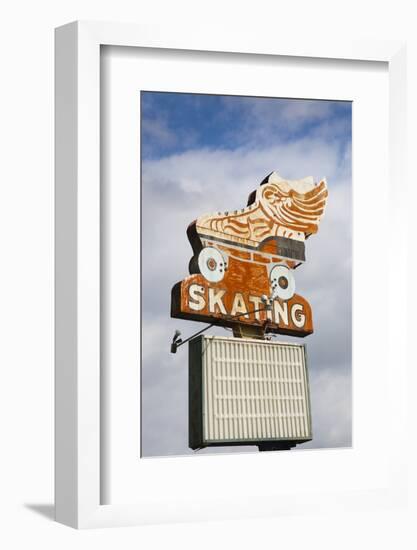 Flying Skate Sign, Sapulpa, Oklahoma, USA-Walter Bibikow-Framed Photographic Print