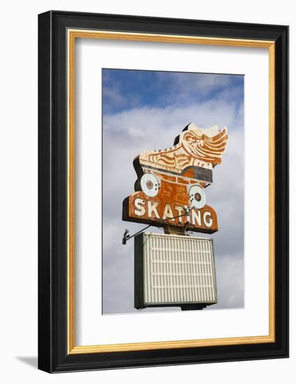 Flying Skate Sign, Sapulpa, Oklahoma, USA-Walter Bibikow-Framed Photographic Print