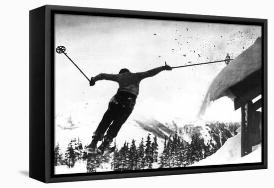 Flying Skier-null-Framed Premier Image Canvas