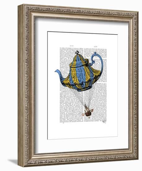 Flying Teapot 3 Blue and Yellow-Fab Funky-Framed Art Print