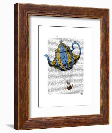 Flying Teapot 3 Blue and Yellow-Fab Funky-Framed Art Print