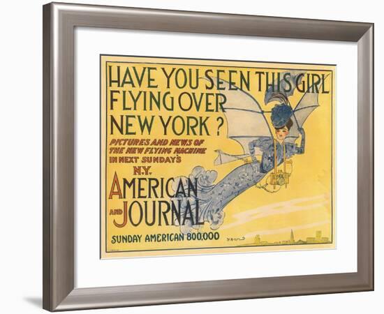 Flying Woman Illustration-null-Framed Art Print