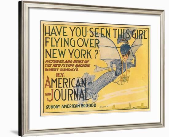 Flying Woman Illustration-null-Framed Art Print