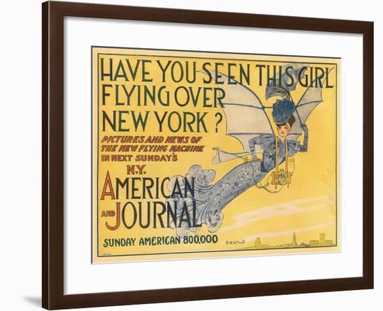 Flying Woman Illustration-null-Framed Art Print