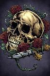 Skull, Roses, And Dagger-FlyLand Designs-Giclee Print