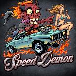 Speed Demon Flaming Hot Rod-FlyLand Designs-Giclee Print