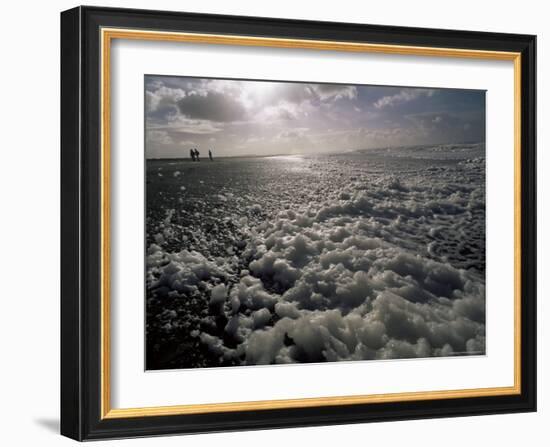 Foam off the Pacific Ocean on Coast Near Westport, Washington State, North America-Aaron McCoy-Framed Photographic Print