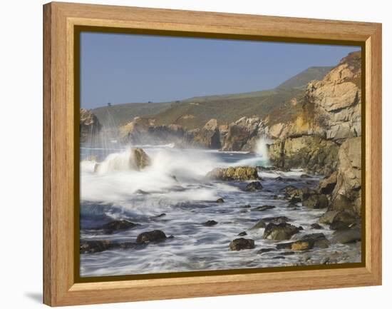 Foam Thrown in Air When Hitting Rocks, Garrapata State Park, Entrance No.7, California, USA-Tom Norring-Framed Premier Image Canvas