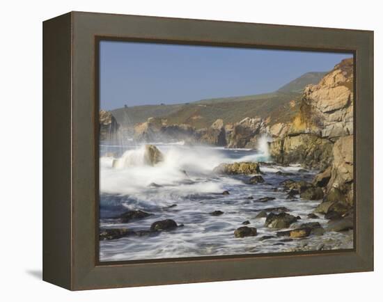 Foam Thrown in Air When Hitting Rocks, Garrapata State Park, Entrance No.7, California, USA-Tom Norring-Framed Premier Image Canvas