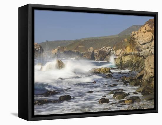 Foam Thrown in Air When Hitting Rocks, Garrapata State Park, Entrance No.7, California, USA-Tom Norring-Framed Premier Image Canvas