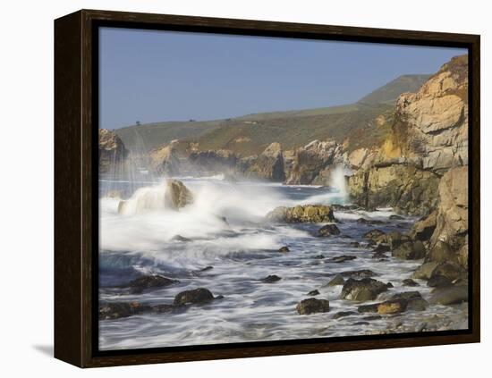 Foam Thrown in Air When Hitting Rocks, Garrapata State Park, Entrance No.7, California, USA-Tom Norring-Framed Premier Image Canvas