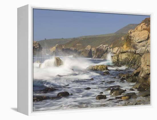 Foam Thrown in Air When Hitting Rocks, Garrapata State Park, Entrance No.7, California, USA-Tom Norring-Framed Premier Image Canvas