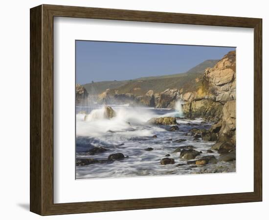 Foam Thrown in Air When Hitting Rocks, Garrapata State Park, Entrance No.7, California, USA-Tom Norring-Framed Photographic Print