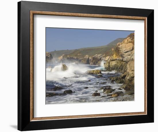 Foam Thrown in Air When Hitting Rocks, Garrapata State Park, Entrance No.7, California, USA-Tom Norring-Framed Photographic Print