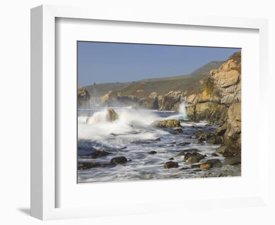 Foam Thrown in Air When Hitting Rocks, Garrapata State Park, Entrance No.7, California, USA-Tom Norring-Framed Photographic Print