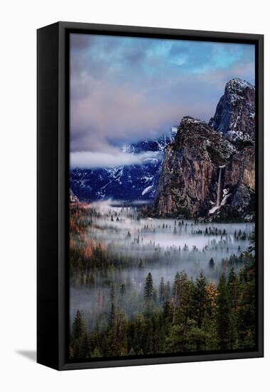 Fog and Mood Within Yosemite Valley, Bridallveil Falls-Vincent James-Framed Premier Image Canvas