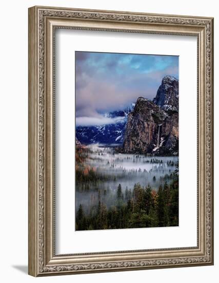 Fog and Mood Within Yosemite Valley, Bridallveil Falls-Vincent James-Framed Photographic Print