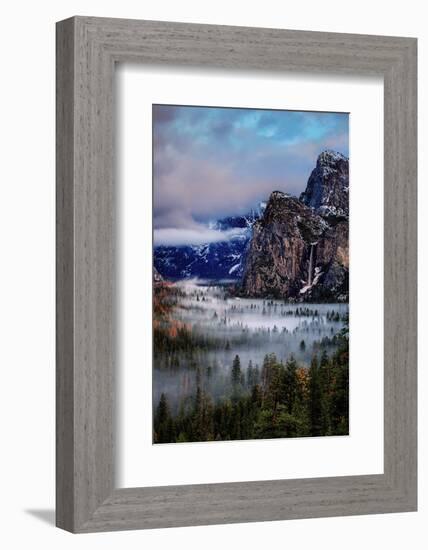 Fog and Mood Within Yosemite Valley, Bridallveil Falls-Vincent James-Framed Photographic Print