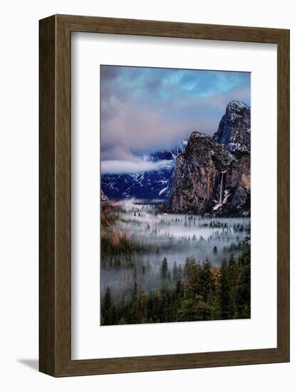 Fog and Mood Within Yosemite Valley, Bridallveil Falls-Vincent James-Framed Photographic Print