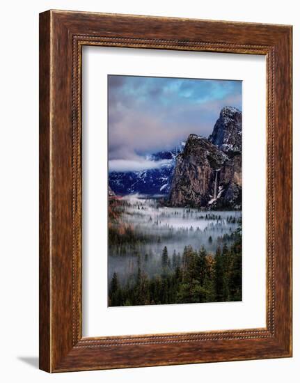 Fog and Mood Within Yosemite Valley, Bridallveil Falls-Vincent James-Framed Photographic Print