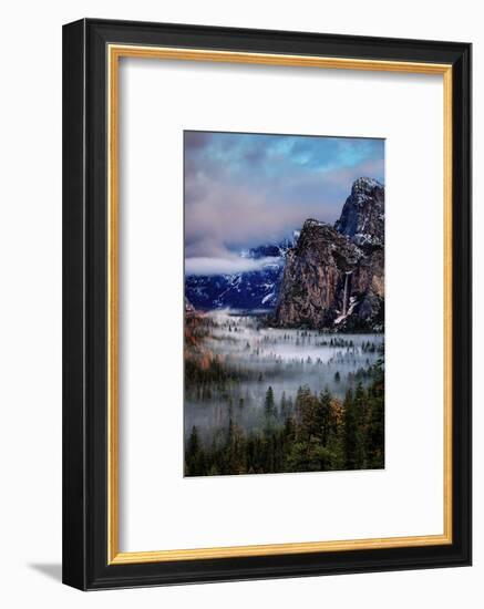 Fog and Mood Within Yosemite Valley, Bridallveil Falls-Vincent James-Framed Photographic Print