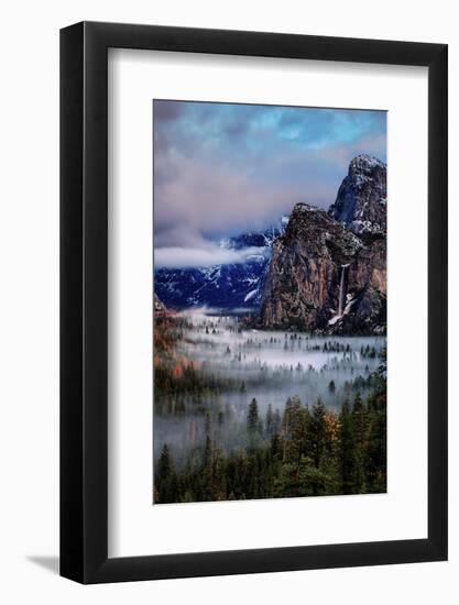 Fog and Mood Within Yosemite Valley, Bridallveil Falls-Vincent James-Framed Photographic Print