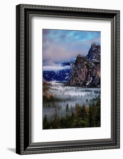 Fog and Mood Within Yosemite Valley, Bridallveil Falls-Vincent James-Framed Photographic Print