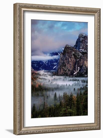 Fog and Mood Within Yosemite Valley, Bridallveil Falls-Vincent James-Framed Photographic Print