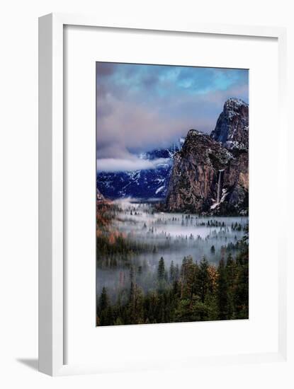 Fog and Mood Within Yosemite Valley, Bridallveil Falls-Vincent James-Framed Photographic Print