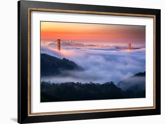 Fog Blankets at Twilight Sunrise Gold Over San Francisco Golden Gate Bridge-Vincent James-Framed Photographic Print