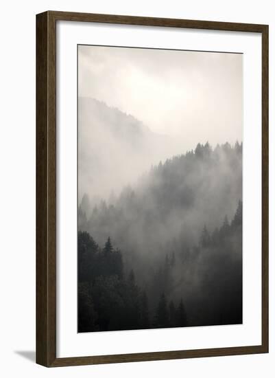 Fog Covering The Mountain Forests-Gudella-Framed Premium Giclee Print