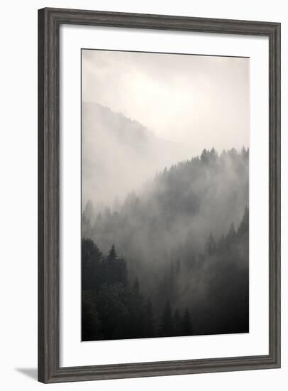 Fog Covering The Mountain Forests-Gudella-Framed Art Print