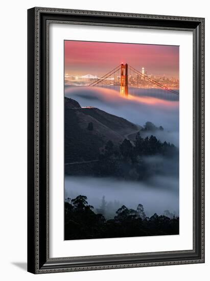 Fog Envelopes Marin Headlands Golden Gate Bridge at Sunrise City Urban San Francisco-Vincent James-Framed Photographic Print