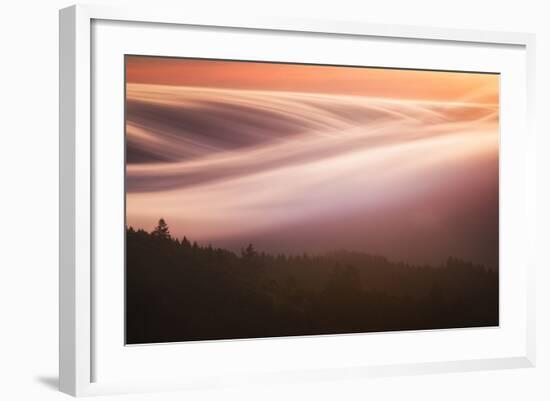 Fog Flow Display at Sunset Trees Hills of Northern California-Vincent James-Framed Photographic Print