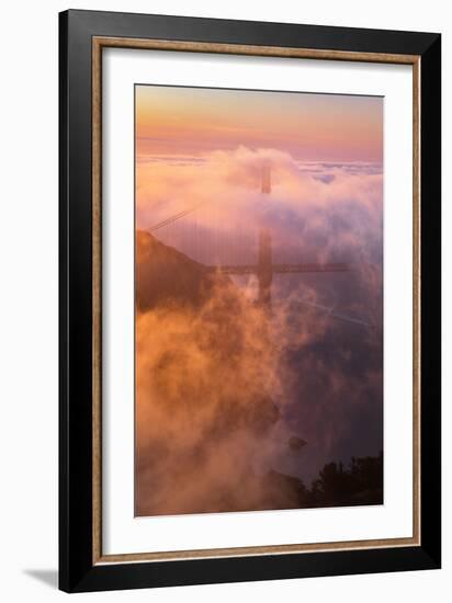 Fog & Light Engulfs Golden Gate Bridge with Boat Marin Headlands-Vincent James-Framed Photographic Print