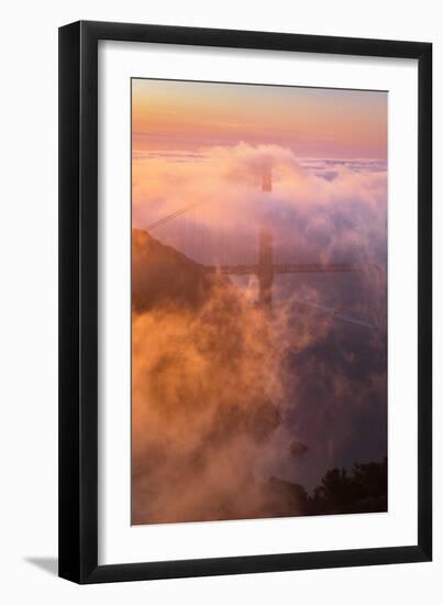 Fog & Light Engulfs Golden Gate Bridge with Boat Marin Headlands-Vincent James-Framed Photographic Print